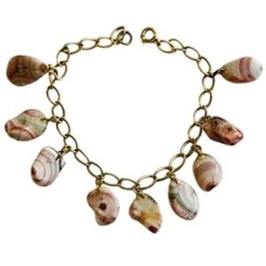 Australian pink Opal Bracelet charm dangle VtG Genuine stone beads Natural 7"